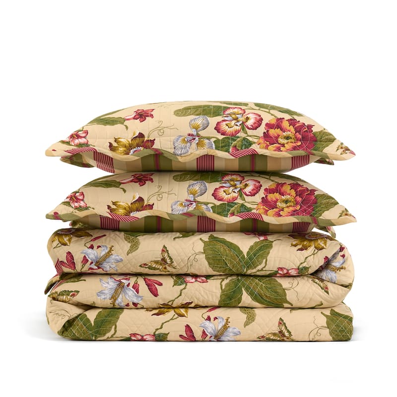 Waverly Stonington 3 Piece 100% Cotton Quilt Set