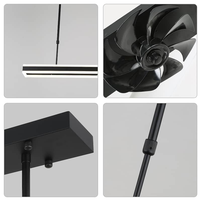 40" Modern LED Fan Light for Kitchen Island and Dinning Area, 3 Color Tone Dimmable LED Light with Quiet DC Ceiling Fan