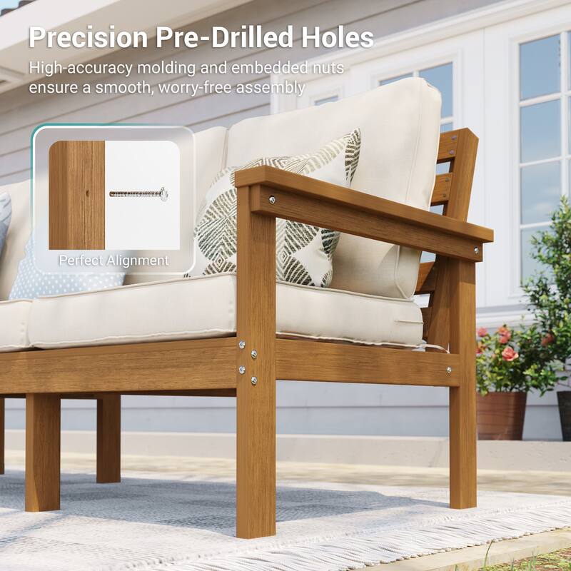 HIPS Outdoor Sofa Set with 3.9 Inch Cushions & Ottoman (Set of 5)