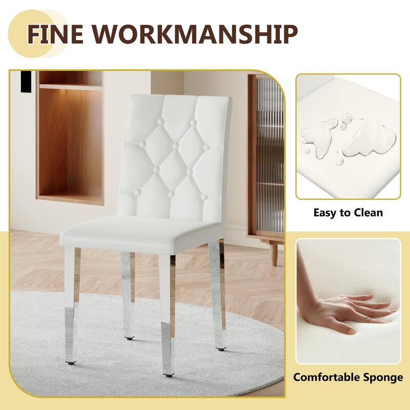 5 Piece Dining Table Set with 39 Inch Round Glass Top X-Shaped Metal Base and 4 PU Chairs