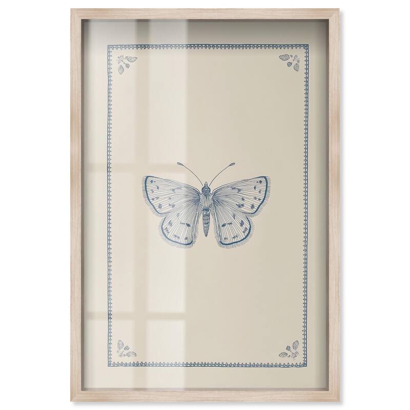 Blue Butterfly II Shadowbox by Art Remedy - Natural - 36" x 54"