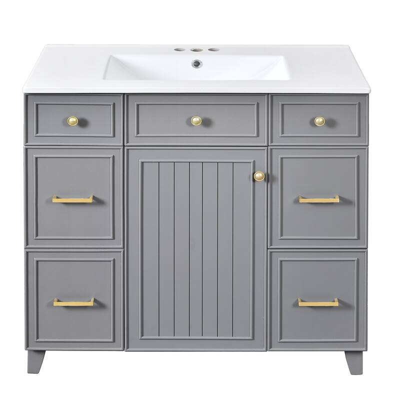 Sophisticated Bathroom Vanity with Abundant Storage and Durable Construction