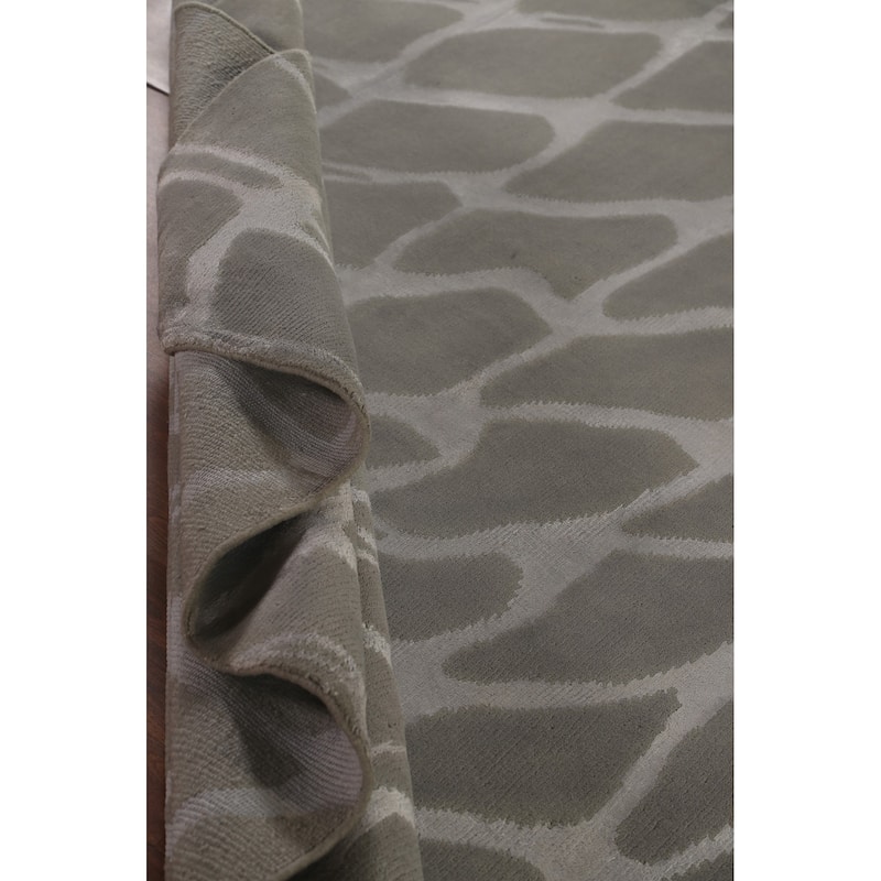 All-Over Modern Indian Area Rug Handmade Wool Carpet - 9'1"x 11'7"