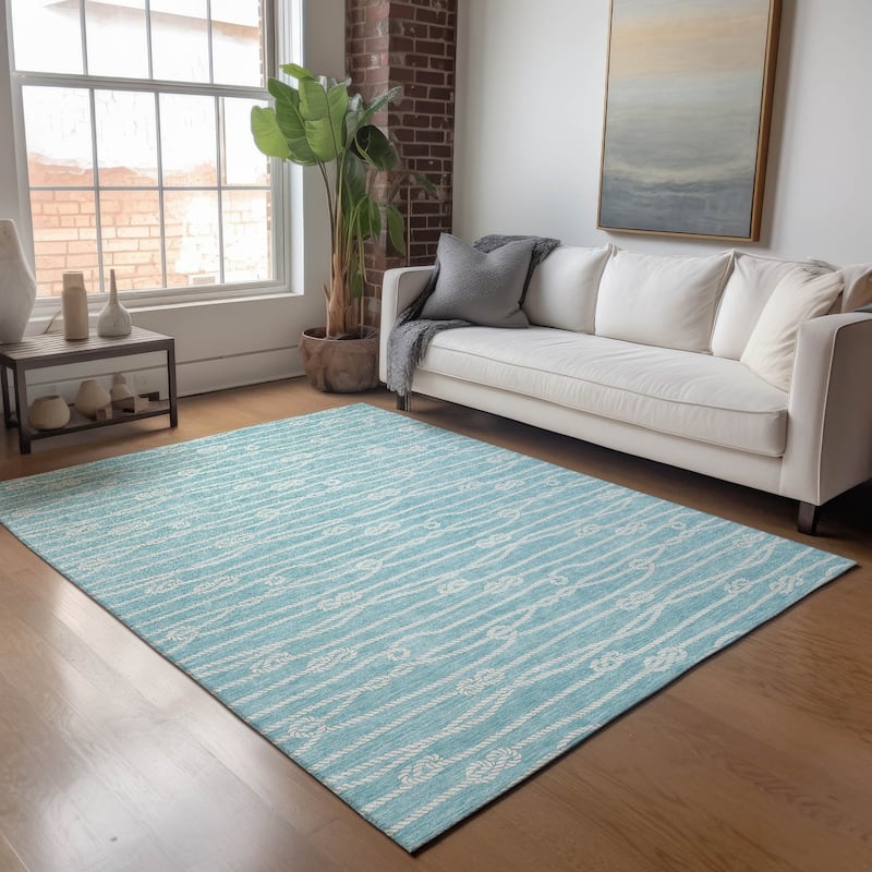 Premium Washable Super Soft Nautical Rope Mayfield Rug - Lagoon - 2' 6" x 3' 10" - Rectangle