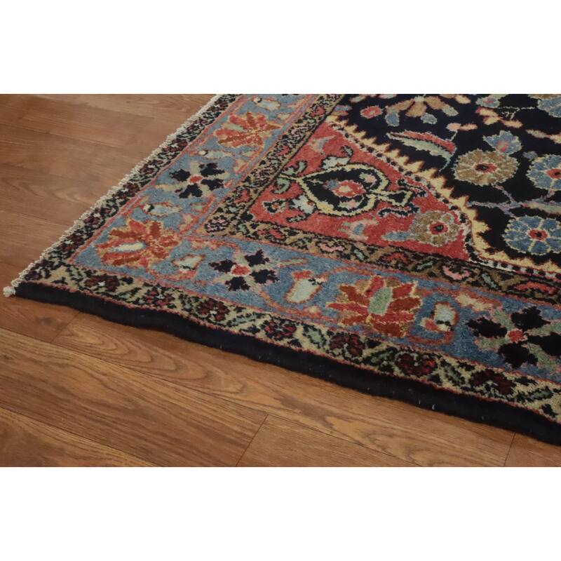 Hand Knotted Oriental 100% Wool Carpet Traditional Floral Navy Blue & Blues Lilian Area Rug - 6' 11'' X 4' 4''