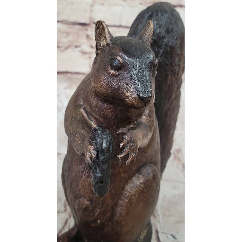 Bronze Metal Squirrel Sculpture Statue Figurine Indoor Outdoor Animal Decor By Moigniez