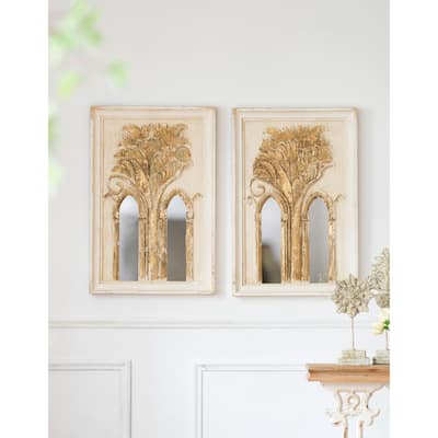 Mid-Century Modern Wall Mirror with Gold Leaf Details Set of 2