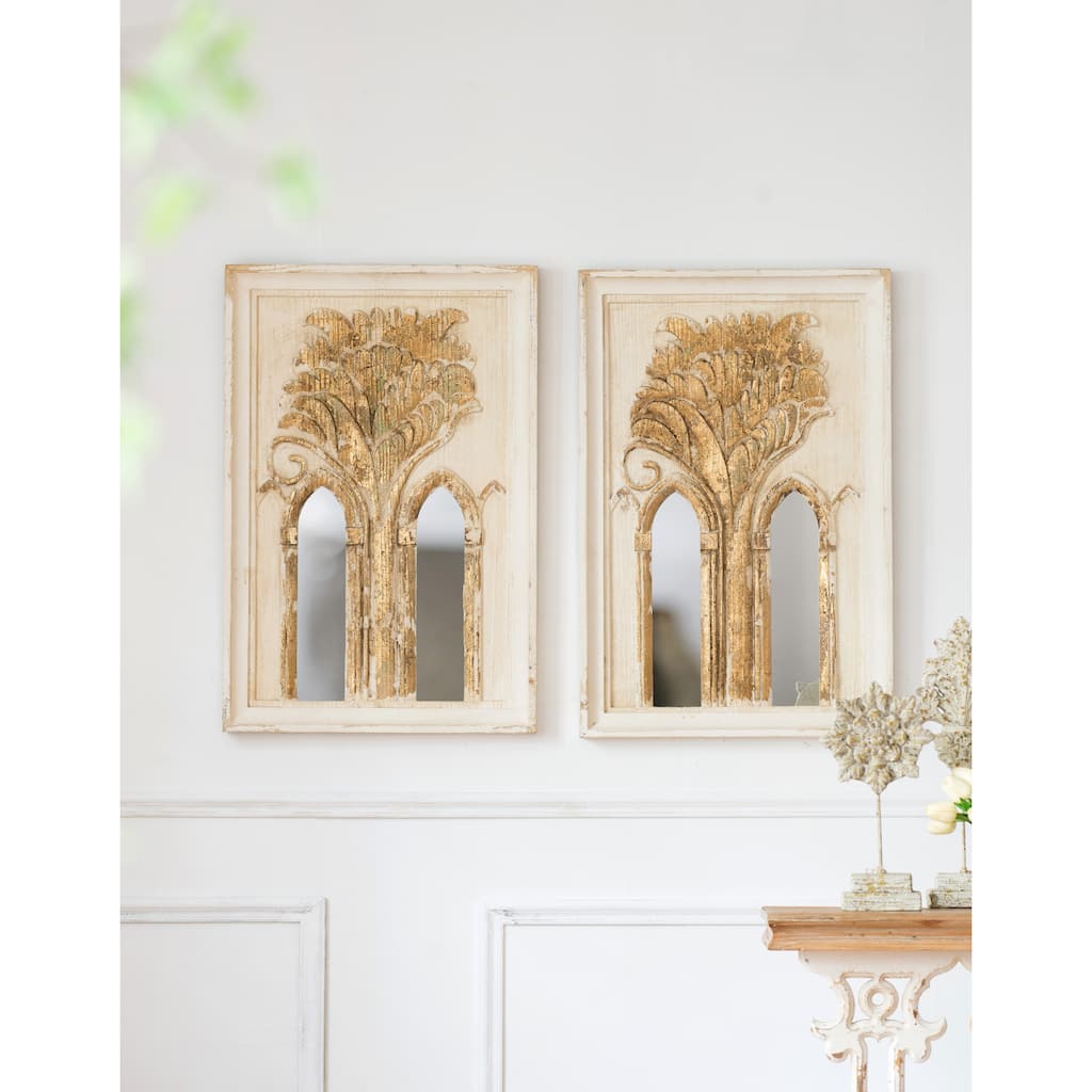 Mid-Century Modern Wall Mirror with Gold Leaf Details Set of 2
