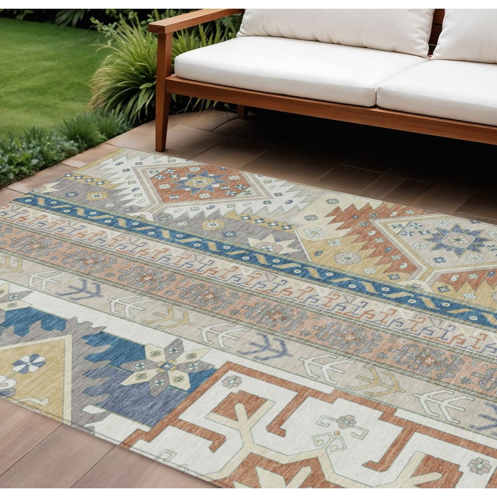 HomeRoots Aztec Transitional Rectangle Outdoor Rug