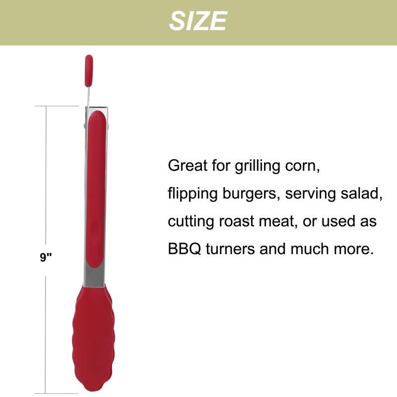 Stainless Steel Kitchen Tongs Silicone Tipped BBQ Cooking Tongs