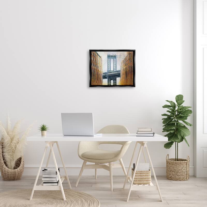 Stupell Modern Urban Bridge Framed Floater Canvas Wall Art Design by Marc Todd