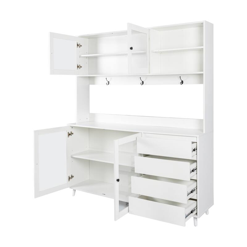 Freestanding Kitchen Pantry Kitchen Hutch Cabinet with Doors and Drawers
