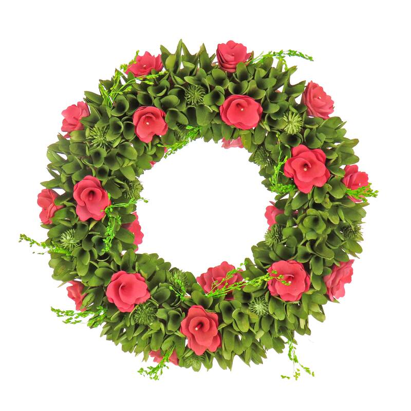 National Tree Company 18 in. Hot Pink Spring Floral Wreath - 18 in