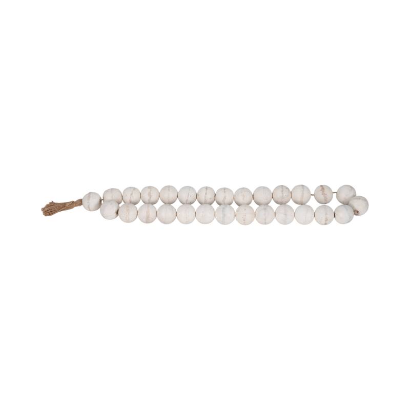 Sagebrook Home 32" Wooden Large Bead Garland with Tassels - Contemporary Mango Wood
