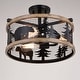 preview thumbnail 9 of 12, Kodiak 16-in W Black and Teak Rustic Semi Flush Mount Ceiling Light Bear and Tree Motif - 16-in W x 10.75-in H x 16-in D
