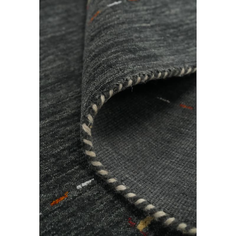 Hand Knotted Oriental 100% Wool Carpet Tribal Animal Pictorial Greys & Charcoal Gabbeh Area Rug - 8' 2'' X 5' 2''
