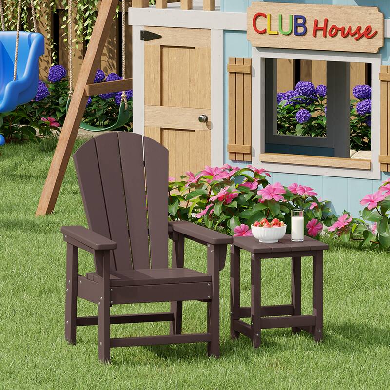 Laguna Kids Outdoor Poly Adirondack Chair With Side Table 2-Piece Set