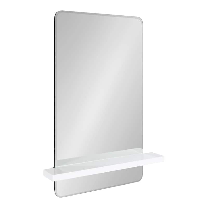 Kate and Laurel Fosset Frameless Mirror with Shelf - 18x30 - White