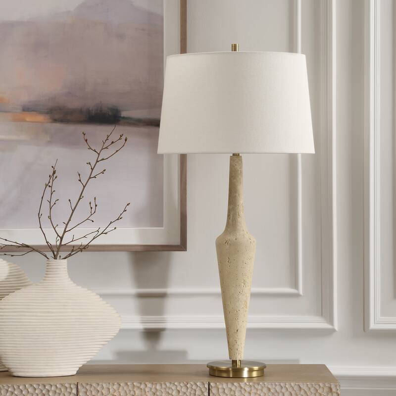 Uttermost Juliet Travertine Table Lamp - 35.75" H X 17" W X 17" D