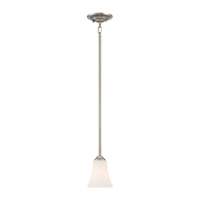 Elk Home Treme Brushed Nickel With White Etched Glass 1 Light Pendant