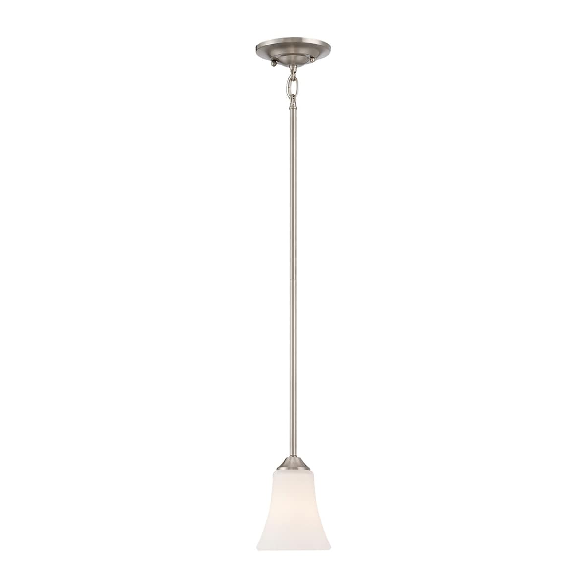 Elk Home Treme Brushed Nickel With White Etched Glass 1 Light Pendant