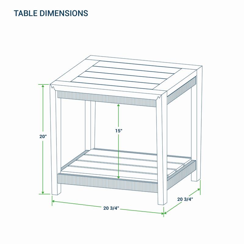Cambridge Casual Nassau Teak Outdoor Side Table with Shelf