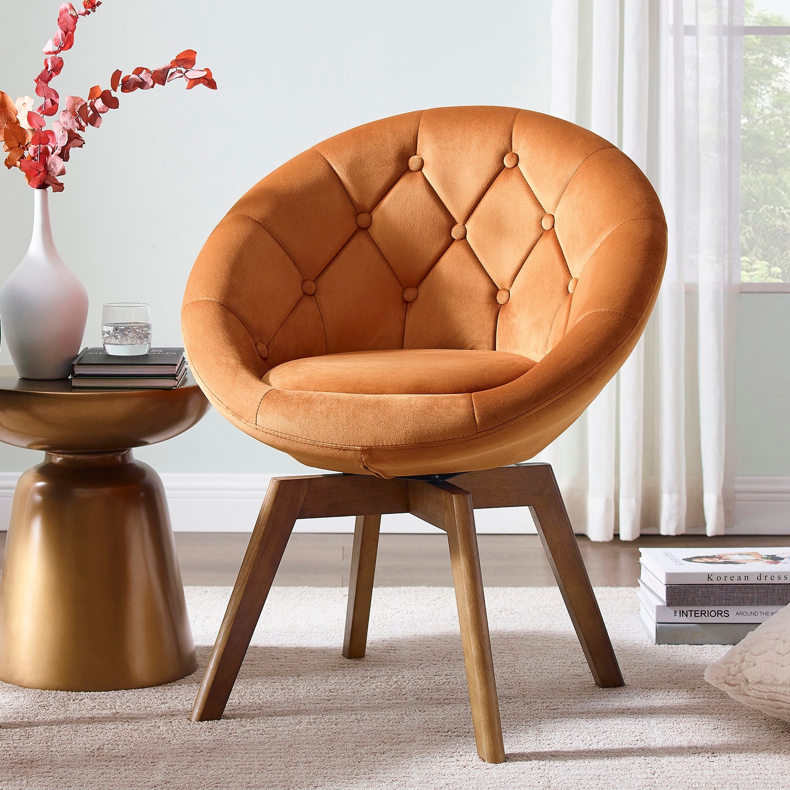 Carson carrington kallax velvet cheap tufted round swivel accent chair