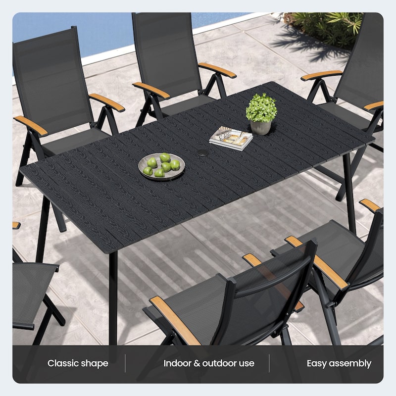 7/9-Piece Outdoor Patio Dining Set Aluminum Rectangular Dining Table and Folding Chairs