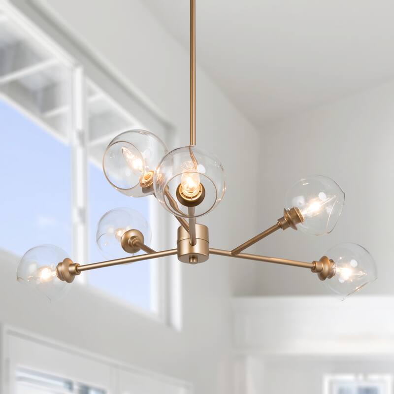 Modern Gold Sputnik Chandelier Transitional Glass Linear Foyer Pendant Lights for Dining Room