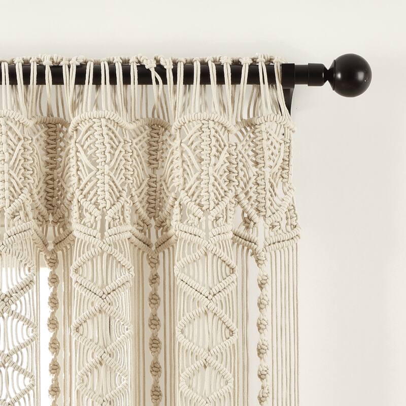 Lush Decor Boho Macrame Textured Cotton Window Curtain/Room Divider/Doorway/Wall Decor