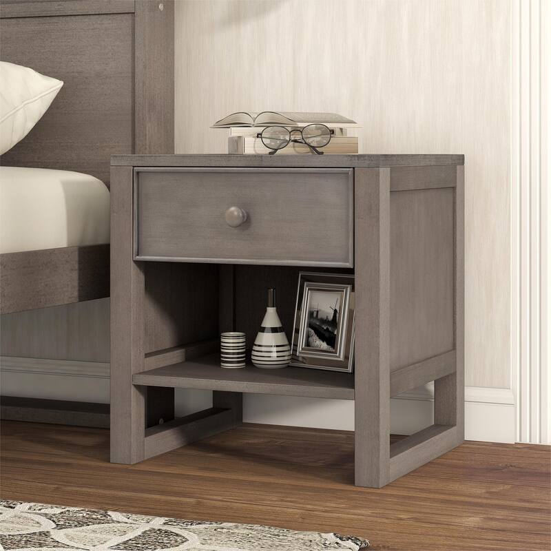 Modern Wooden Nightstand End Table with a Drawer and an Open Storage Bed Bath & Beyond 37841229
