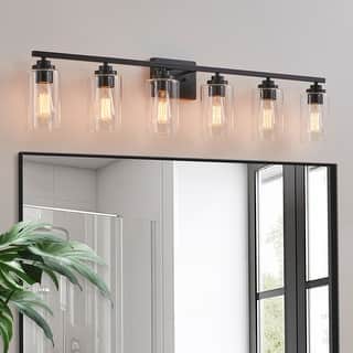 KAWOTI Rive 43" 6-Light Modern Bathroom Vanity Light with Clear Glass