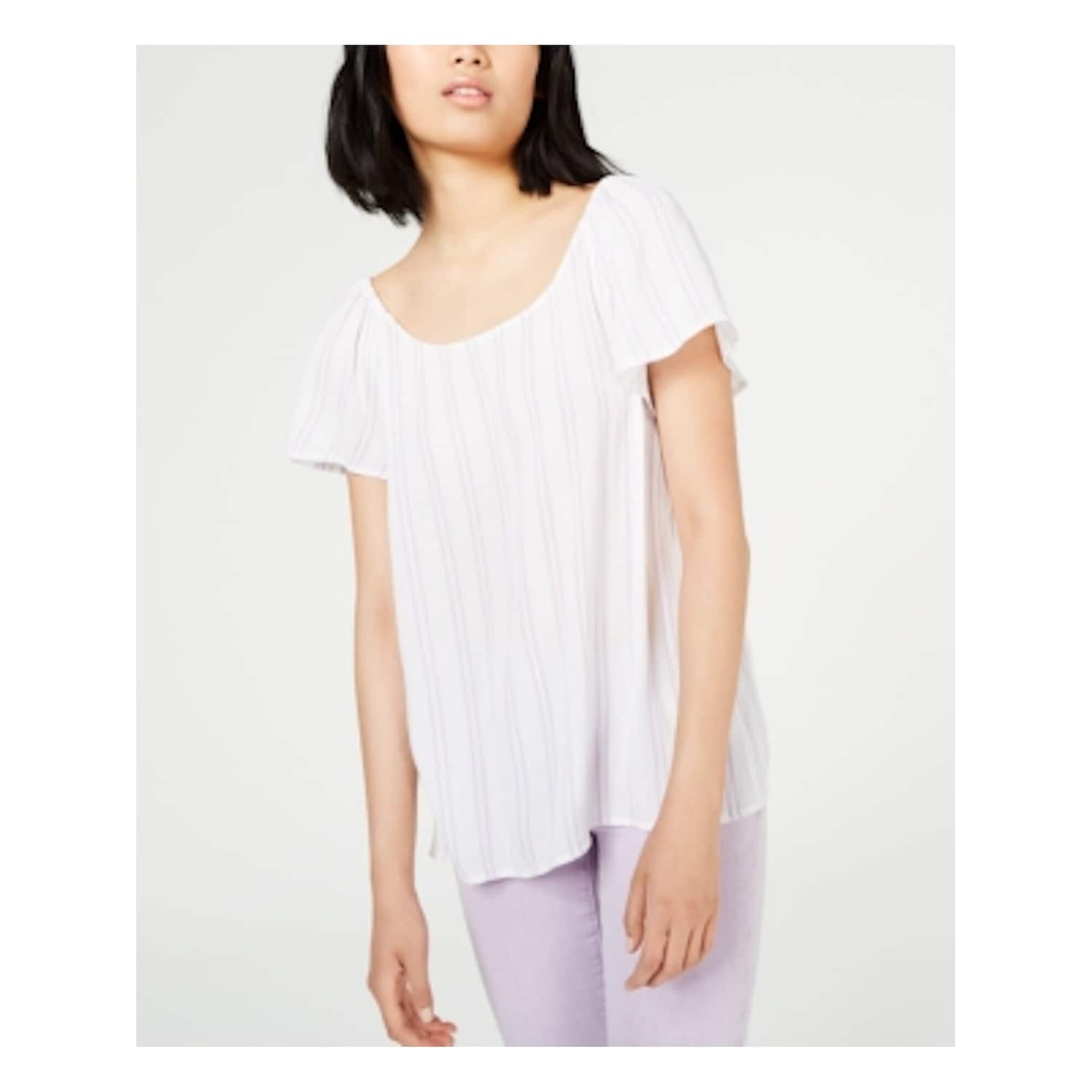 Michael Kors Purple Short Sleeve Peasant Top M Overstock 31142732