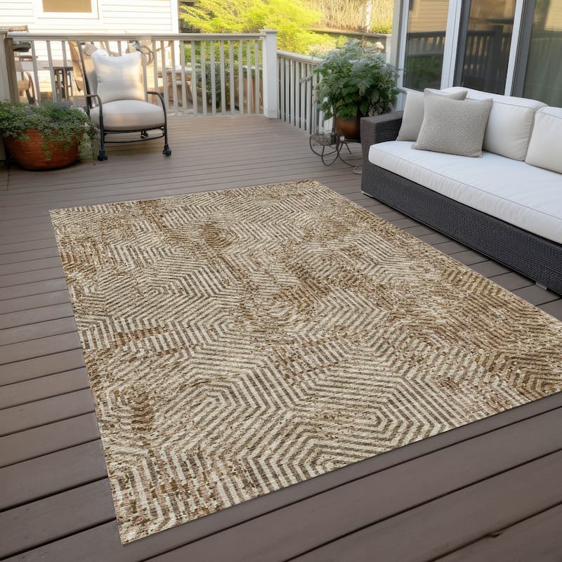 Machine Washable Indoor/ Outdoor Chantille Contemporary Maze Rug