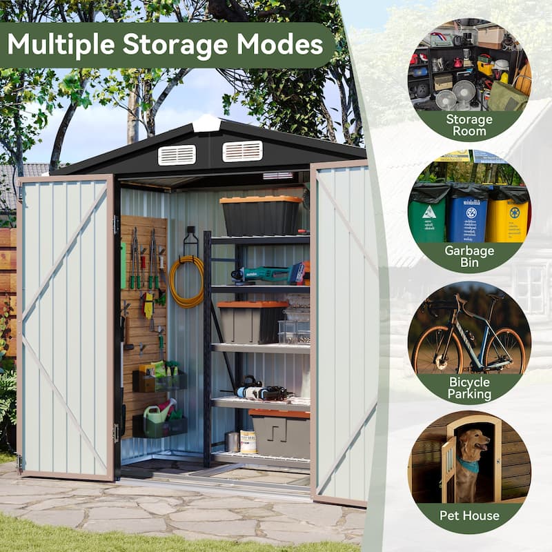 AOXUN Outdoor Storage Shed with Lockable Doors and Air Vents for Garden