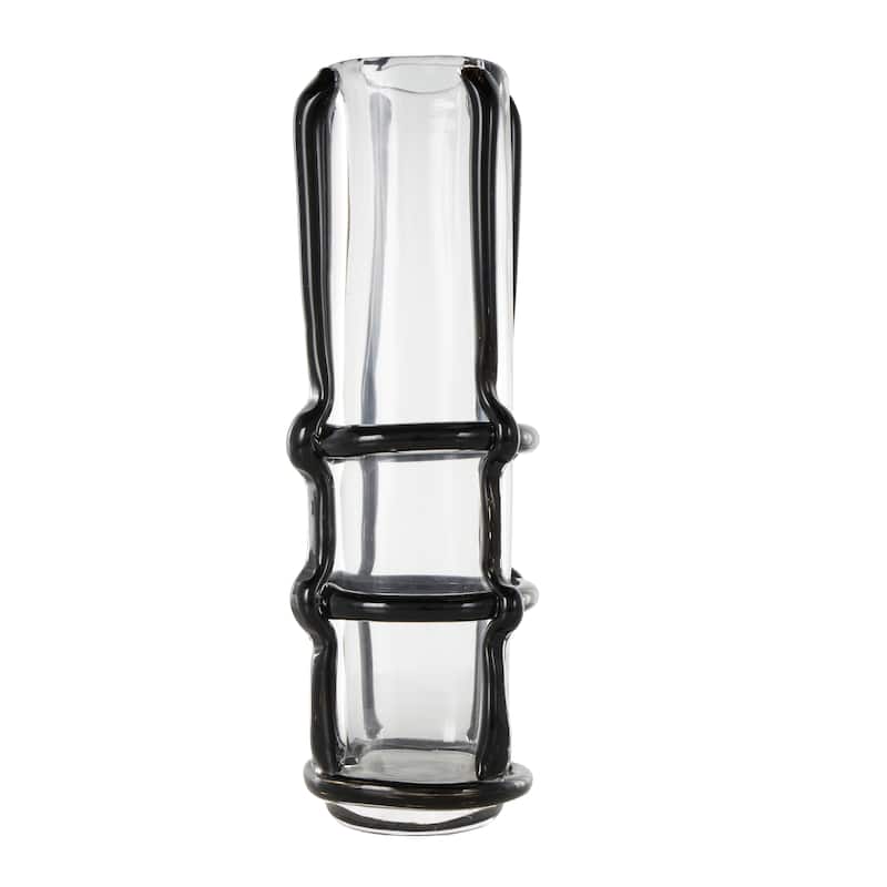 Black or Blue Recycled Glass Handmade Tall Vase with Black or Blue Glass Framing