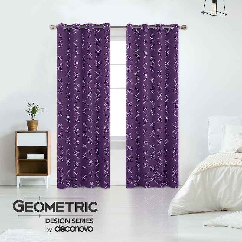 Deconovo 52 Inch Geometric Print Curtain Panel Pair(2 Panel) - 52x45 Inch - Purple Grape