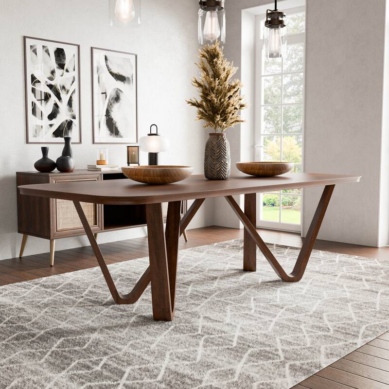 Furniture of America Abigail I Mid-Century Modern 5-Piece Rich Walnut Solid Wood Dining Set