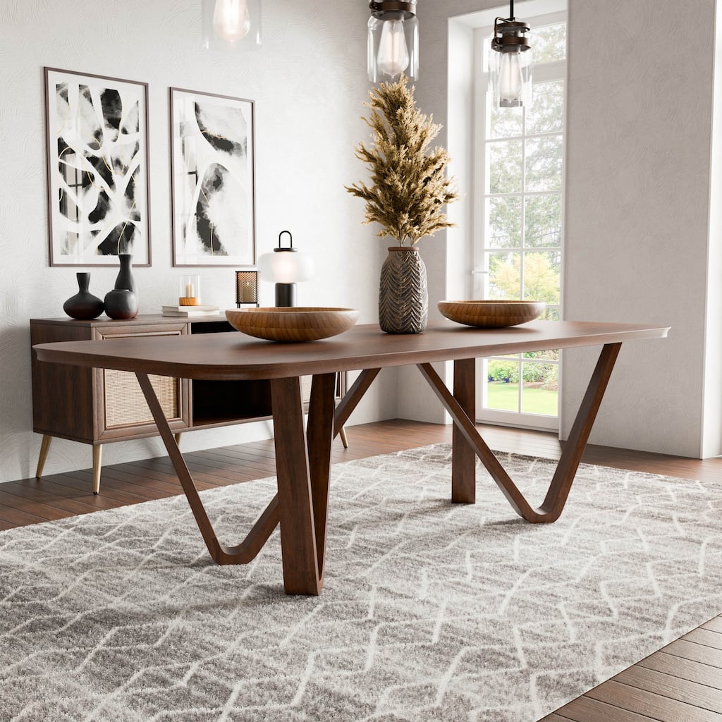 Furniture of America Abigail I Mid-Century Modern Walnut Handfinished Solid Wood 95-inch Dining Table