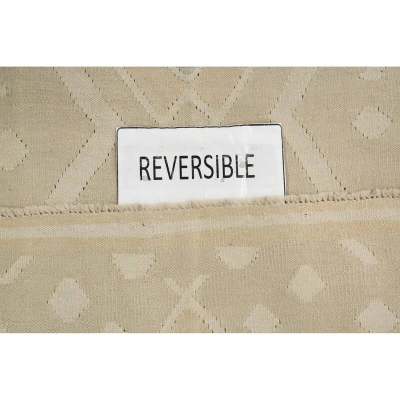 Hand Woven Oriental 100% Wool Carpet Southwestern Tribal Beige & Ivories Kilim Area Rug - 5' 10'' X 3' 8''