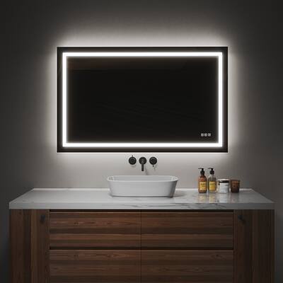 TOOLKISS Anti-fog Frameless Dimmable Mirror with Backlit and Front Lighting