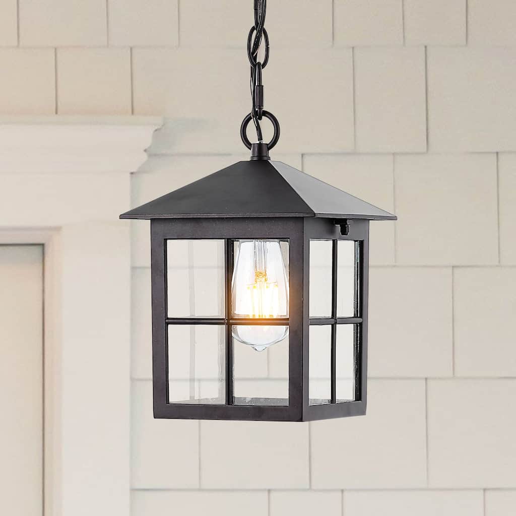 SAFAVIEH Lighting Dore Outdoor Pendant/Black - 7" W x 7" D x 15-87" H - 7Wx7Dx87H