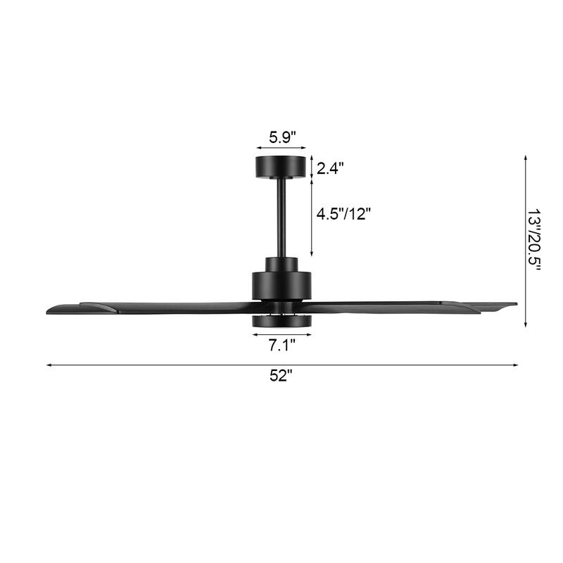 WINGBO 52" and 60" Solid Wood DC Motor Integrated LED Ceiling Fan with Remote