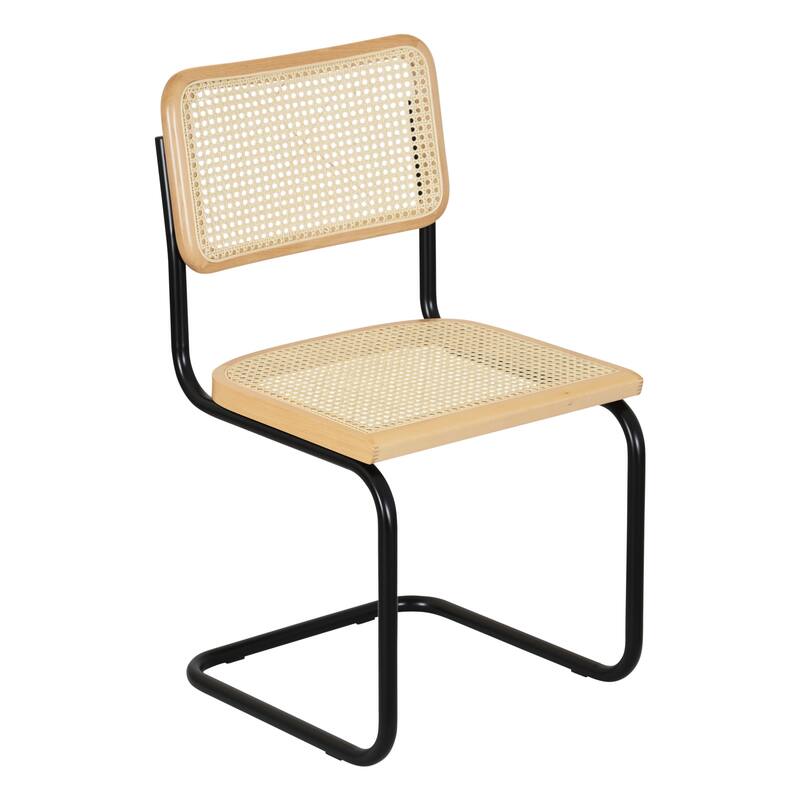 Breuer Chair Company Marcel Breuer Cesca Cane Cantilever Side Chair w/ Black Steel Frame (Various Wood & Cane Colors) - All-Natural