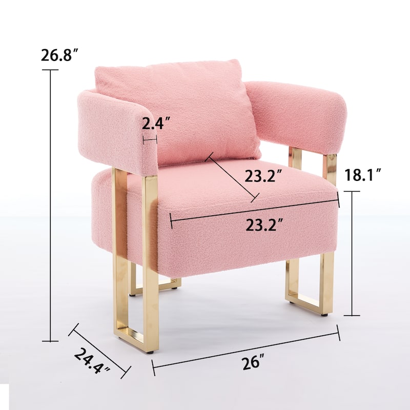 Decorative Chair Side Chair Padded Chair with Metal Legs, Reading Chair Pink Vanity Chair for Living Room