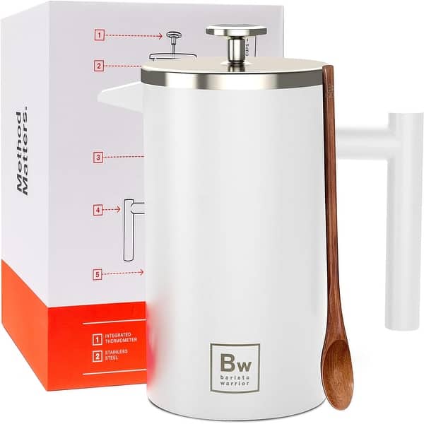 Barista Warrior French Press with Thermometer Insulated Coffee Press