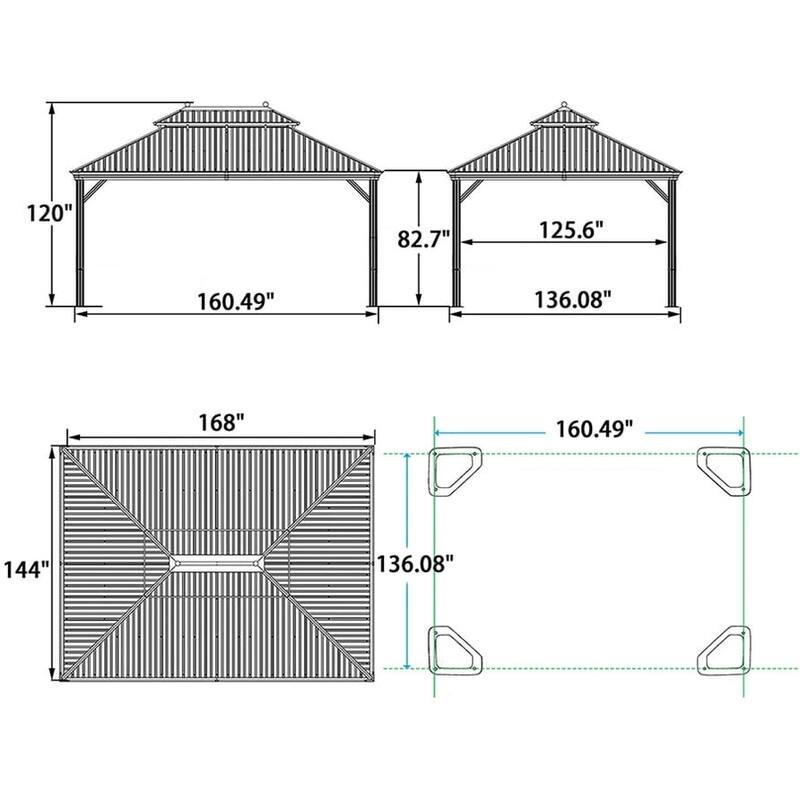 PURPLE LEAF Hardtop Aluminum Gazebo with Curtains and Netting, Double Roof Patio Gazebo