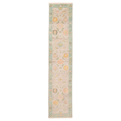 ECARPETGALLERY Hand-knotted Modern Oushak Light Grey Wool Rug - 2'5 x 11'11