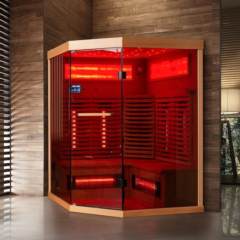 Infrared Sauna up to 4 Person with 15 Minutes Warm-up Heater Tube & Carbon Plate - L Shape - Indoor