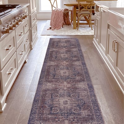 2'6"x10"' Area Rugs Machine Washable Rugs Living Room Rugs for Bedroom Laundry Room Kitchen Non Slip Carpet Abstract Soft Low
